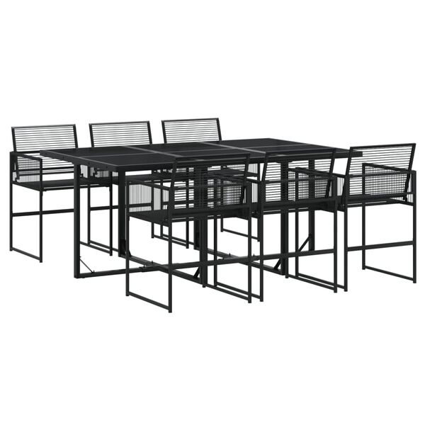 vidaXL 7-tlg. Garten-Essgruppe Schwarz Poly Rattan