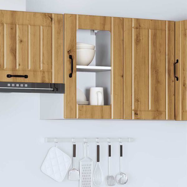 vidaXL K&uuml;chen-H&auml;ngeschrank mit Glast&uuml;r Lucca Artisan-Eiche