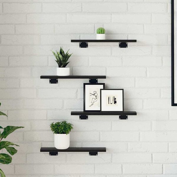 vidaXL Regalbrett 4 pcs Schwarz 40 x 10 x 1,5 cm Holzwerkstoff