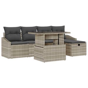vidaXL Garten-Sofa-Set 6 pcs Hellgrau Poly-Rattan