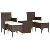 vidaXL 5-tlg. Bistro-Set Poly-Rattan und Hartglas Braun