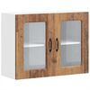 vidaXL K&uuml;chen-H&auml;ngeschrank mit Glast&uuml;r Altholz-Optik Holzwerkstoff