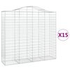 vidaXL Gabionen mit Hochbogen 15Stk. 200x50x180/200cm Verzinktes Eisen