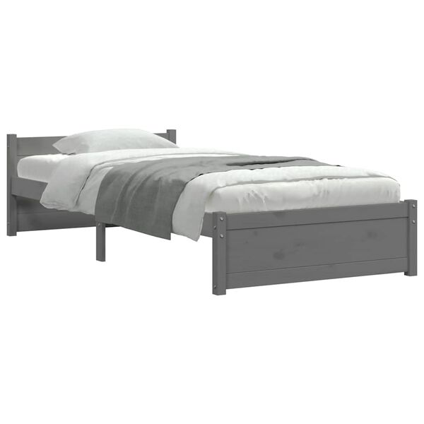 vidaXL Massivholzbett Grau 75x190 cm