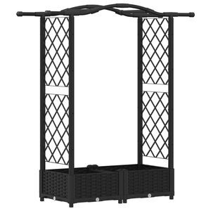 vidaXL Hochbeet mit Rankgitter und Dach Schwarz 124 x 40 x 123 cm PP