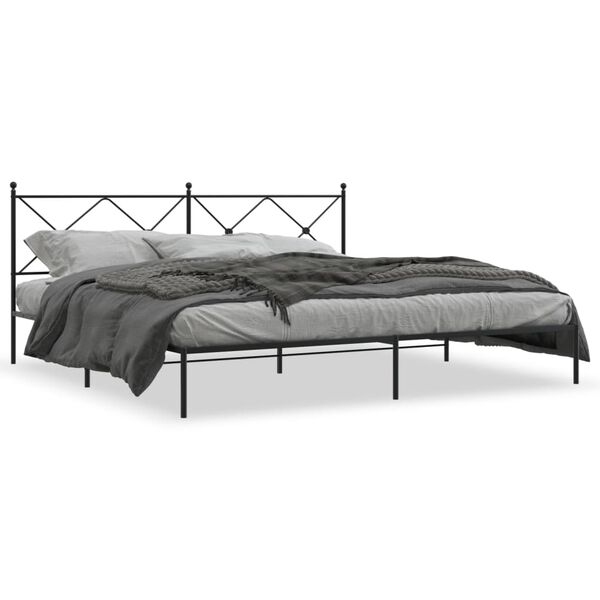 vidaXL Bettgestell mit Kopfteil Metall Schwarz 200x200 cm
