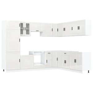 vidaXL 14-tlg. K&uuml;chenschrank-Set Porto Hochglanz-Wei&szlig; Holzwerkstoff