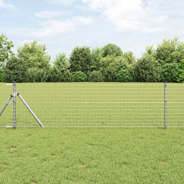 vidaXL Zaunpfosten 2 pcs Silber 110 cm Pulverbeschichteter Stahl