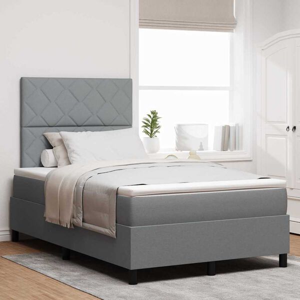 vidaXL Boxspringbett mit Matratze mit LED Hellgrau 120 x 200 cm Stoff