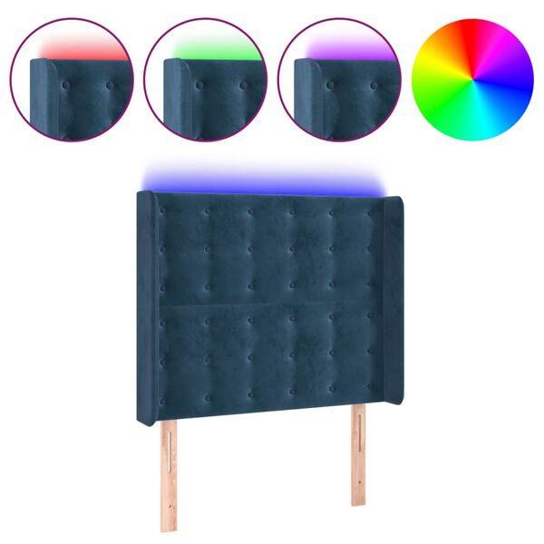 vidaXL LED Kopfteil Dunkelblau 83x16x118/128 cm Samt