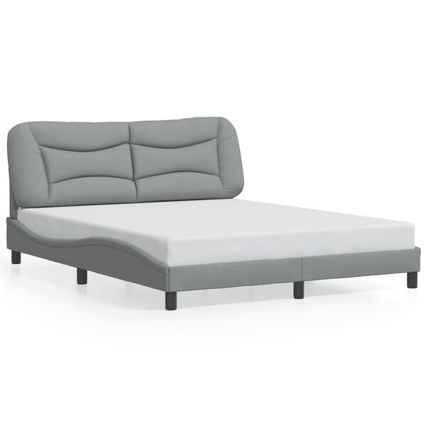 vidaXL Bettgestell ohne Matratze "Hvar" Hellgrau 160x200 cm Stoff