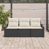 vidaXL Sofa Set mit Kissen 3 pcs Schwarz Poly-Rattan