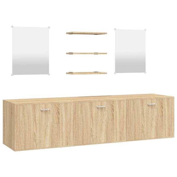 vidaXL 6-tlg. Badm&ouml;bel-Set Eichen-Optik Holzwerkstoff