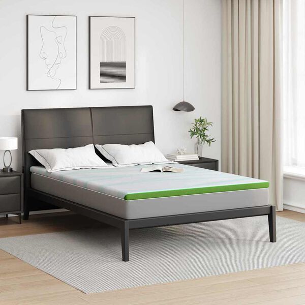 vidaXL Matratzenauflage Wei&szlig; und Gr&uuml;n 180 x 200 cm Jacquard Stoff