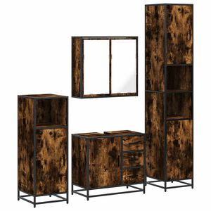 vidaXL 4-tlg. Badm&ouml;bel-Set R&auml;uchereiche Holzwerkstoff