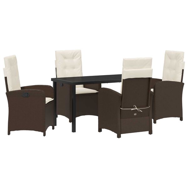 vidaXL Garten Essgruppe mit Kissen 5 pcs Braun Poly-Rattan