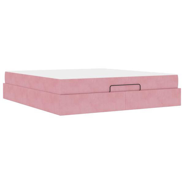 vidaXL Bettgestell mit Matratze mit Matratze 2 pcs Rosa Samt