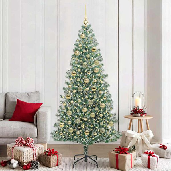 vidaXL K&uuml;nstlicher Weihnachtsbaum beschneit mit LED Licht 210 cm