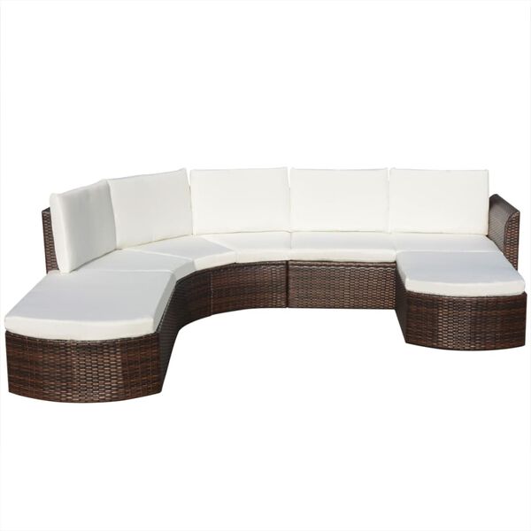 vidaXL 4-tlg. Garten-Lounge-Set mit Auflagen Poly Rattan Braun