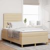 vidaXL LED Boxspringbett mit Matratze Creme 120 x 190 cm Stoff