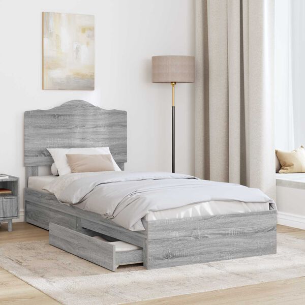vidaXL Aufbewahrungsbett Graues Sonoma 90 x 190 cm Holzwerkstoff