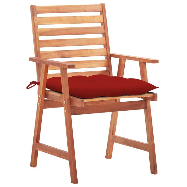 vidaXL Garten-Essst&uuml;hle 3 Stk. mit Kissen Massivholz Akazie