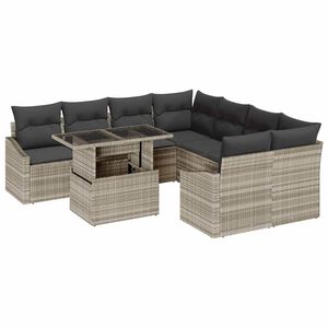 vidaXL Gartensofa-set 9 stk. Hellgrau Poly-Rattan