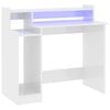 vidaXL Schreibtisch mit LEDs Hochglanz-Wei&szlig; 97x45x90 cm Holzwerkstoff
