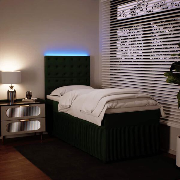 vidaXL Boxspringbett mit Matratze Dunkelgr&uuml;n 90x190 cm Samt