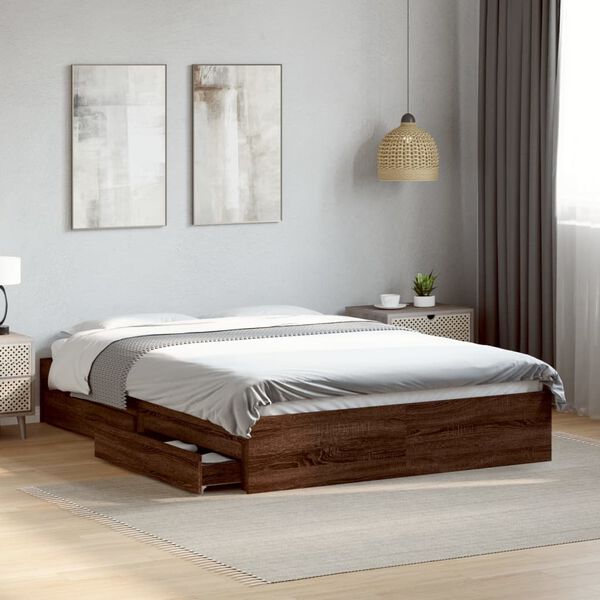 vidaXL Bettgestell mit Schubladen Braun Eichen-Optik 120x200 cm