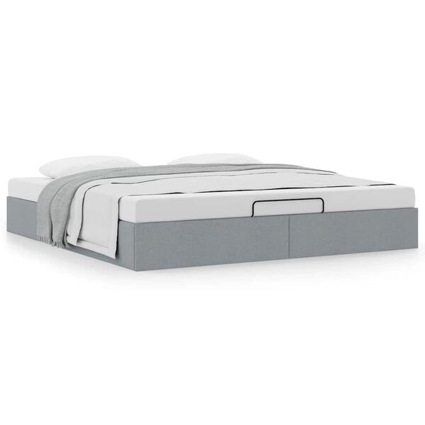vidaXL Ottoman-Bett ohne Matratze Hellgrau 200x200 cm Stoff