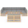 vidaXL 9-tlg. Garten-Lounge-Set mit Kissen Massivholz Kiefer