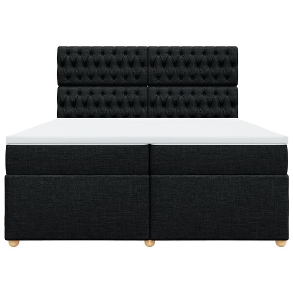 vidaXL Boxspringbett mit Matratze Schwarz 200x200 cm Stoff