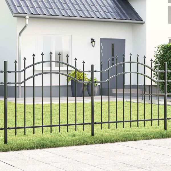 vidaXL Gartenzaun Grau 240 x 140 cm Pulverbeschichteter Stahl