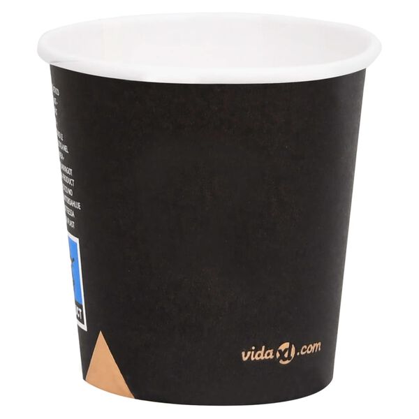 vidaXL Pappbecher 120 ml 1000 Stk. Schwarz