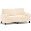 vidaXL 2-Sitzer-Sofa mit Kissen Creme 140 cm Samt