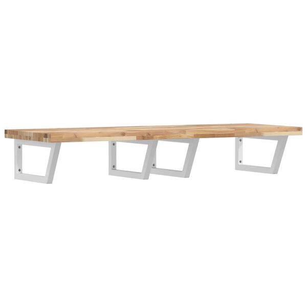 vidaXL Waschbeckenregal Wandmontage Stahl und Akazienholz
