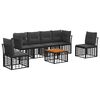 vidaXL Outdoor-Sofagarnitur 7 stk. Schwarz und Dunkelgrau Polyester