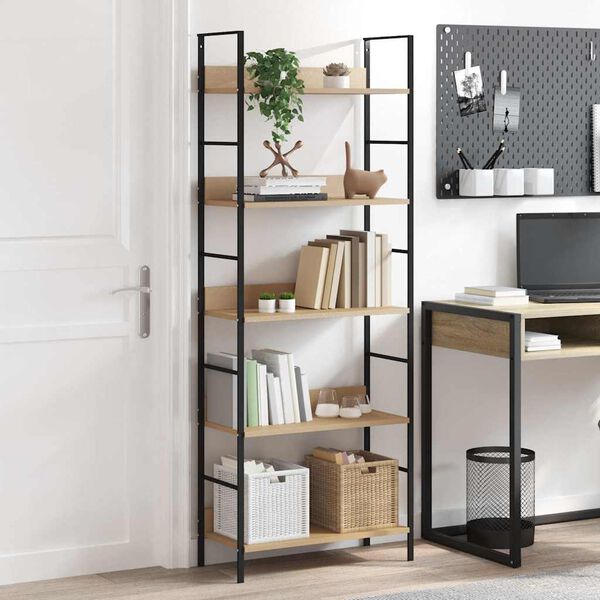 vidaXL B&uuml;cherregal 5 Regalb&ouml;den Eiche 60x27,6x158,5 cm Holzwerkstoff
