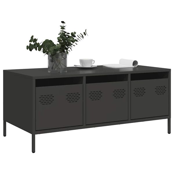 vidaXL Couchtisch Schwarz 101,5x50x43,5 cm Kaltgewalzter Stahl