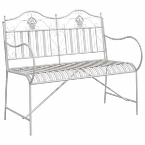 vidaXL Gartenbank 2 -Seater 103,5 x 59 x 89 cm Stahl Antik Wei&szlig;