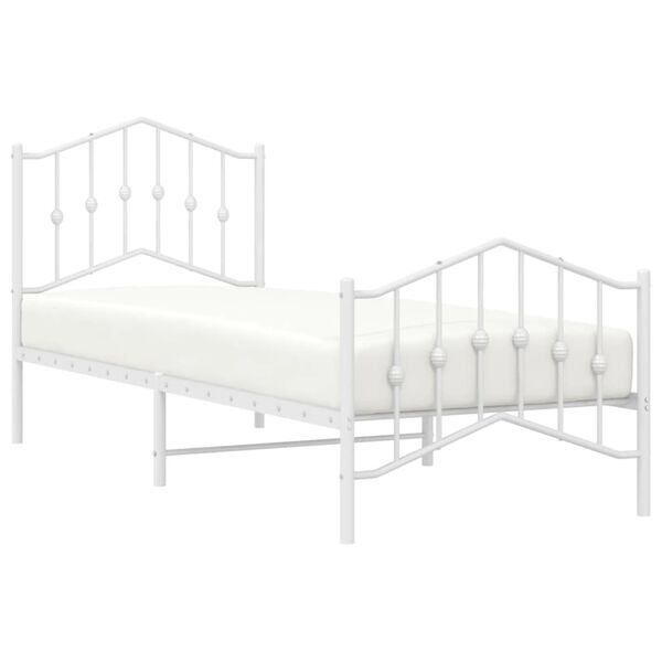 vidaXL Bettgestell mit Kopf- und Fu&szlig;teil Metall&nbsp;Wei&szlig; 80x200 cm
