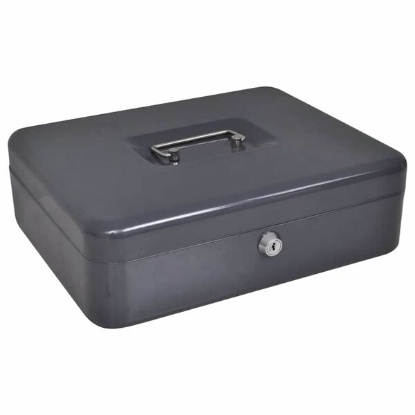 vidaXL Geldbox mit Schloss Dunkelgrau 30 x 24 x 9 cm Stahl