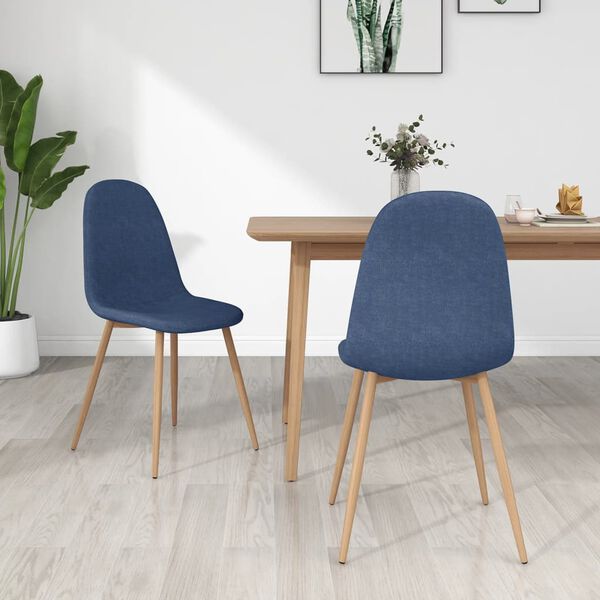 vidaXL Esszimmerst&uuml;hle 2 Stk. Blau Stoff