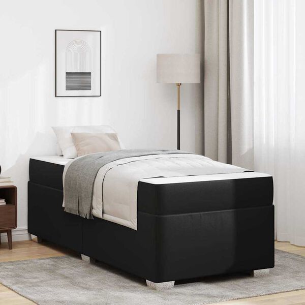vidaXL Bettrahmen mit Matratze Schwarz 90 x 200 cm Stoff