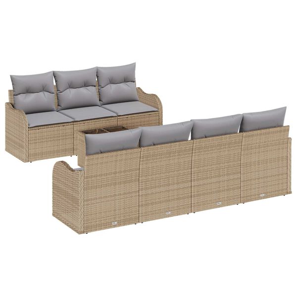 vidaXL Gartensofa-set Beige 55 x 55 x 37 cm Poly-Rattan