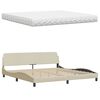 vidaXL Bett mit Matratze "Hanko" Creme 200x200 cm Stoff