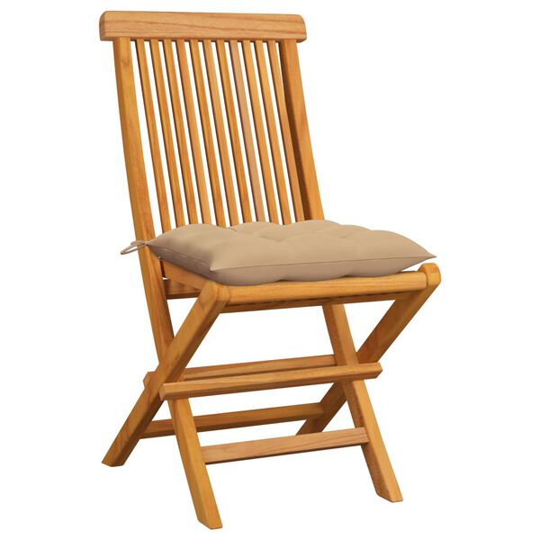 vidaXL Gartenst&uuml;hle mit Beige Kissen 6 Stk. Massivholz Teak