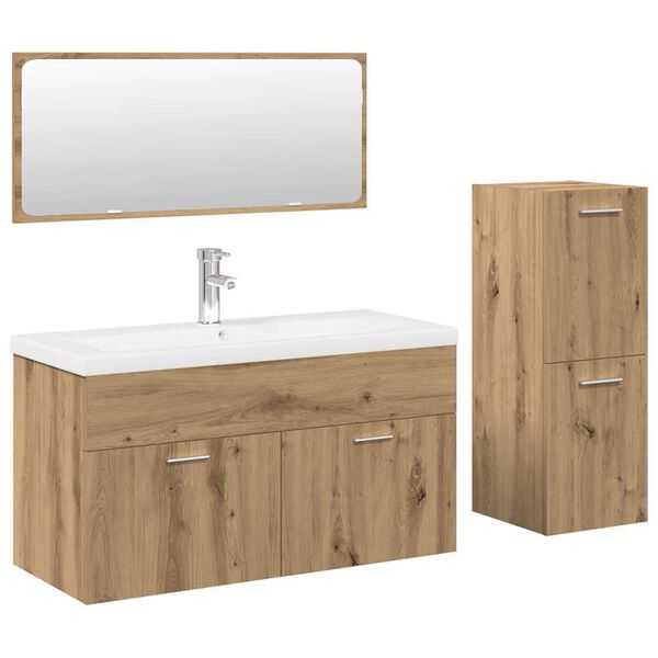vidaXL 4-tlg. Badm&ouml;bel-Set Artisan-Eiche Holzwerkstoff