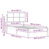 vidaXL Bettgestell mit gepolstertem Kopfteil Schwarz 75 x 190 cm